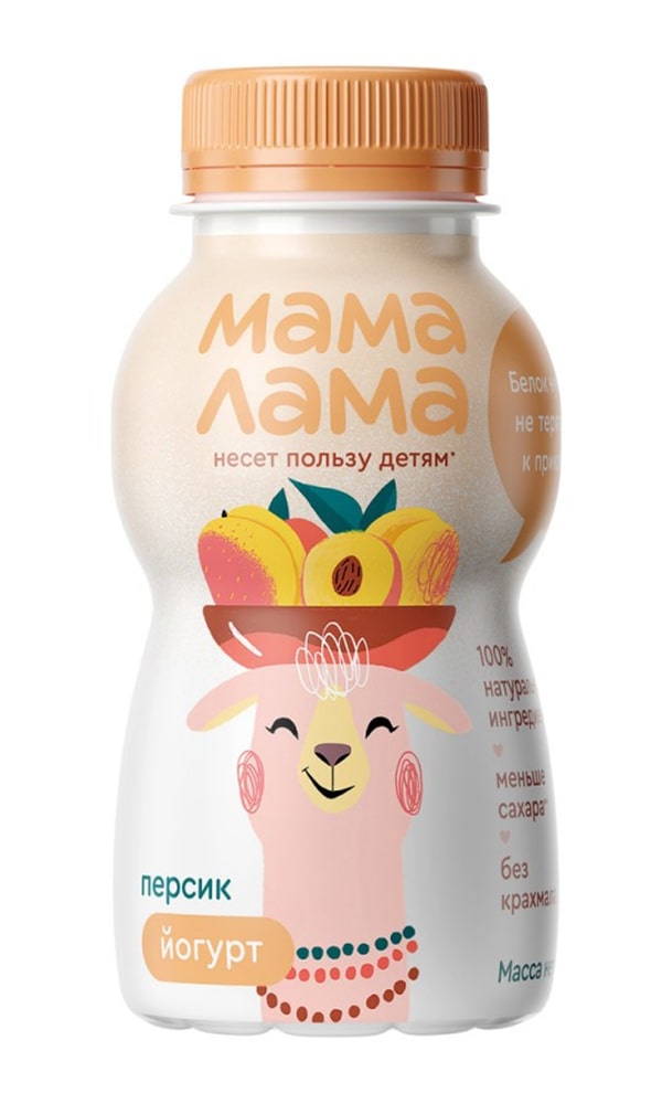 Йогурт Мама Лама Персик 2,5% 200г
